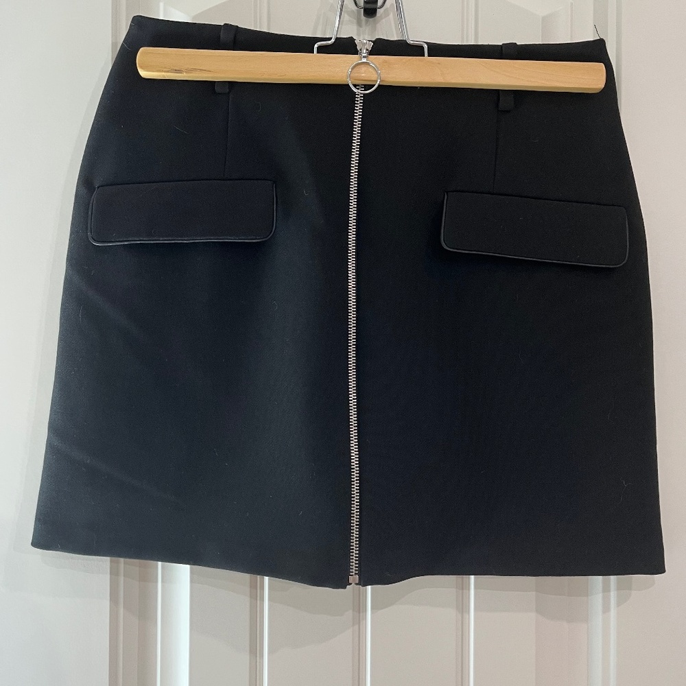 Maje Jeli Zip front mini skirt black